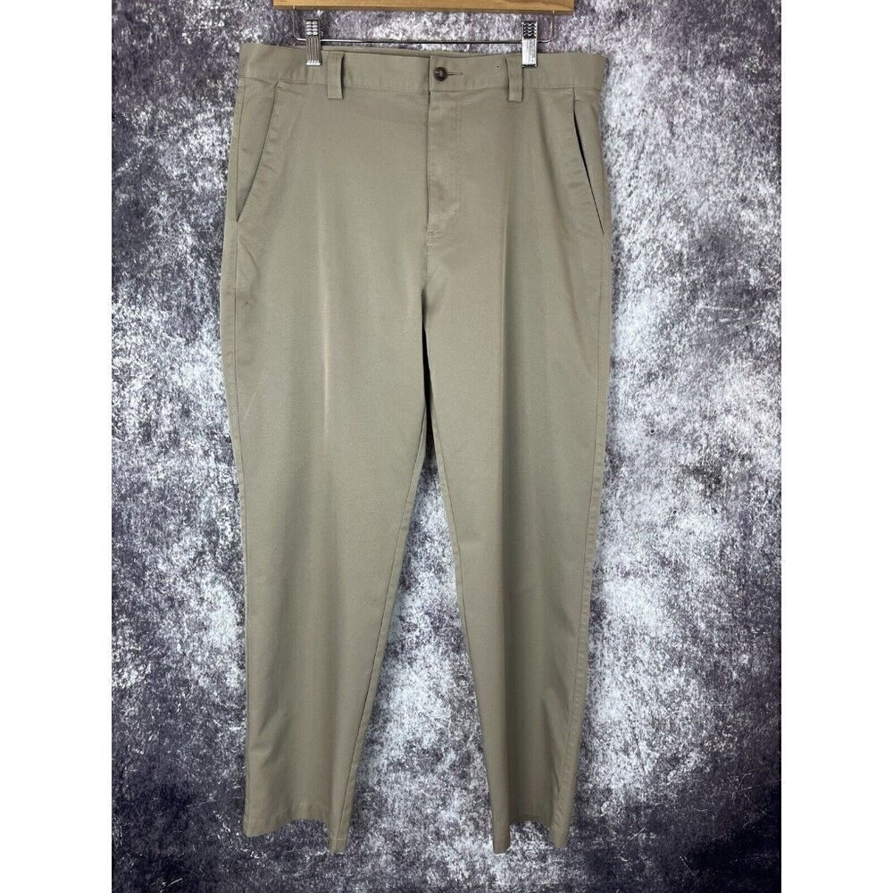 Adidas Pants Mens 34 X 32 Climalite‎ Golf Tan Flat Front Lightweight Preppy Club